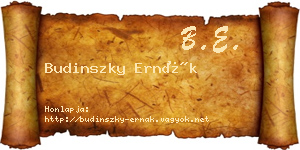 Budinszky Ernák névjegykártya